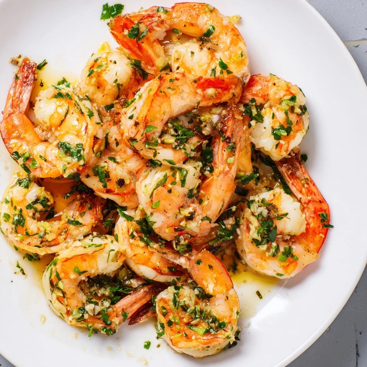 Sizzling skillet of flavorful garlic shrimp, a quick and delicious Mediterranean-inspired meal.