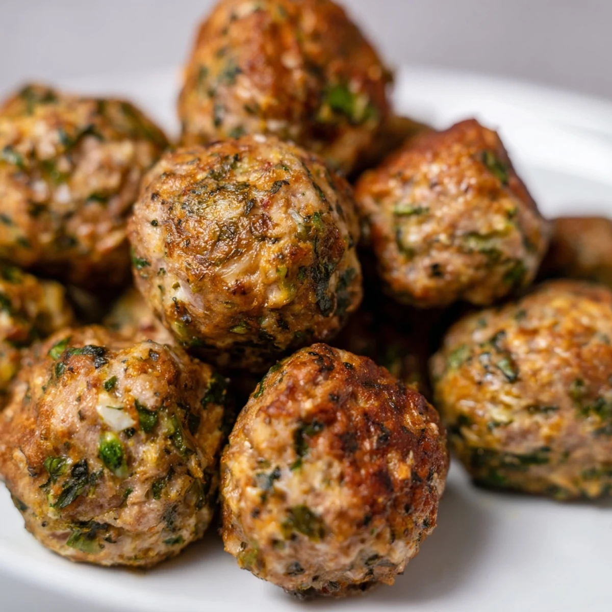 Close-up shot shows flavorful Herb Roasted Turkey Meatballs, perfectly seasoned and ideal for healthy meals.