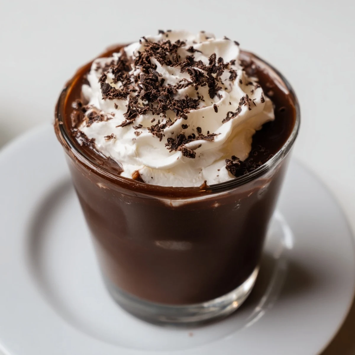 Steaming shot glasses brimming with rich, dark chocolate, perfect for a decadent dessert.