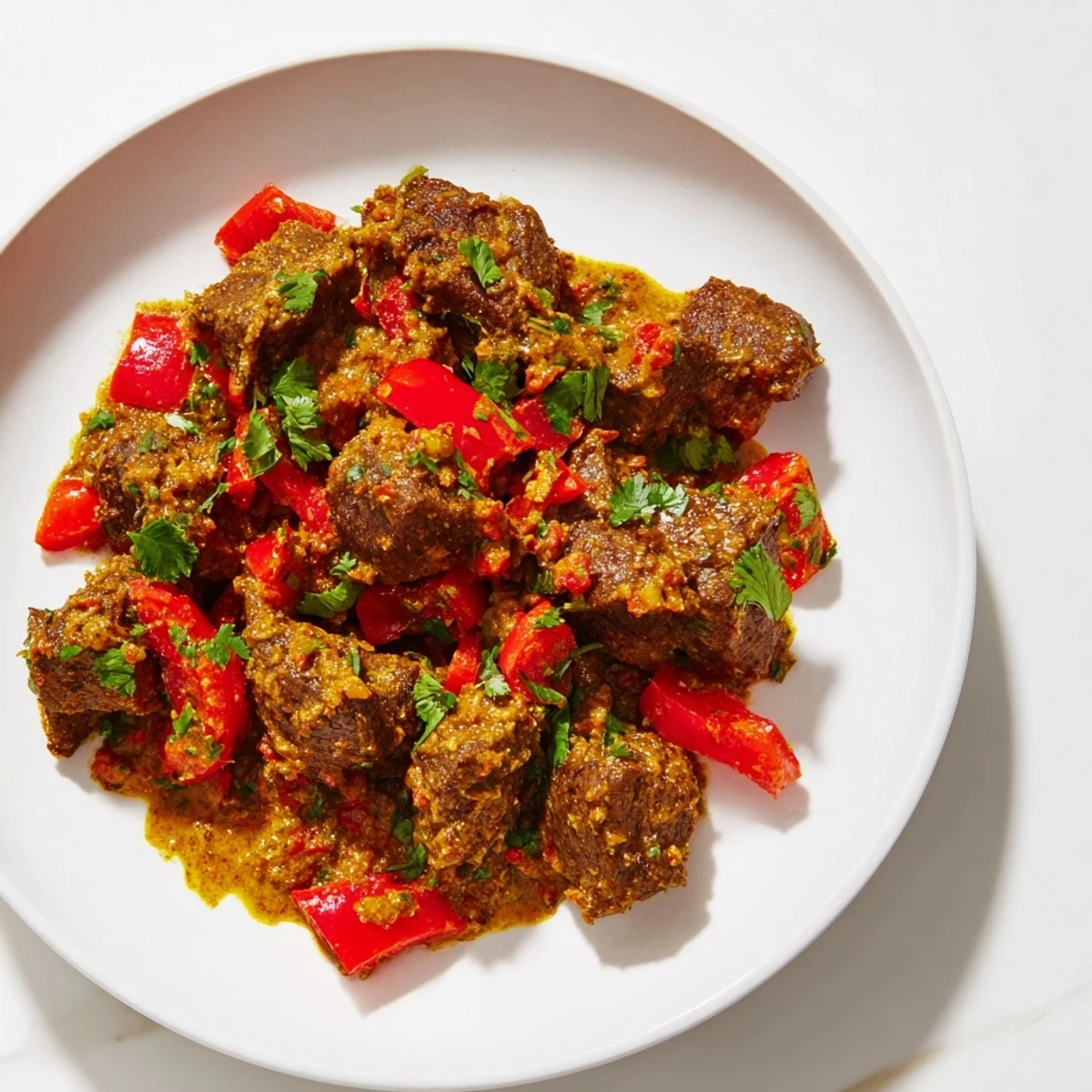 Tender pieces of Spiced Meat in a rich sauce, perfectly seasoned and ready to serve.