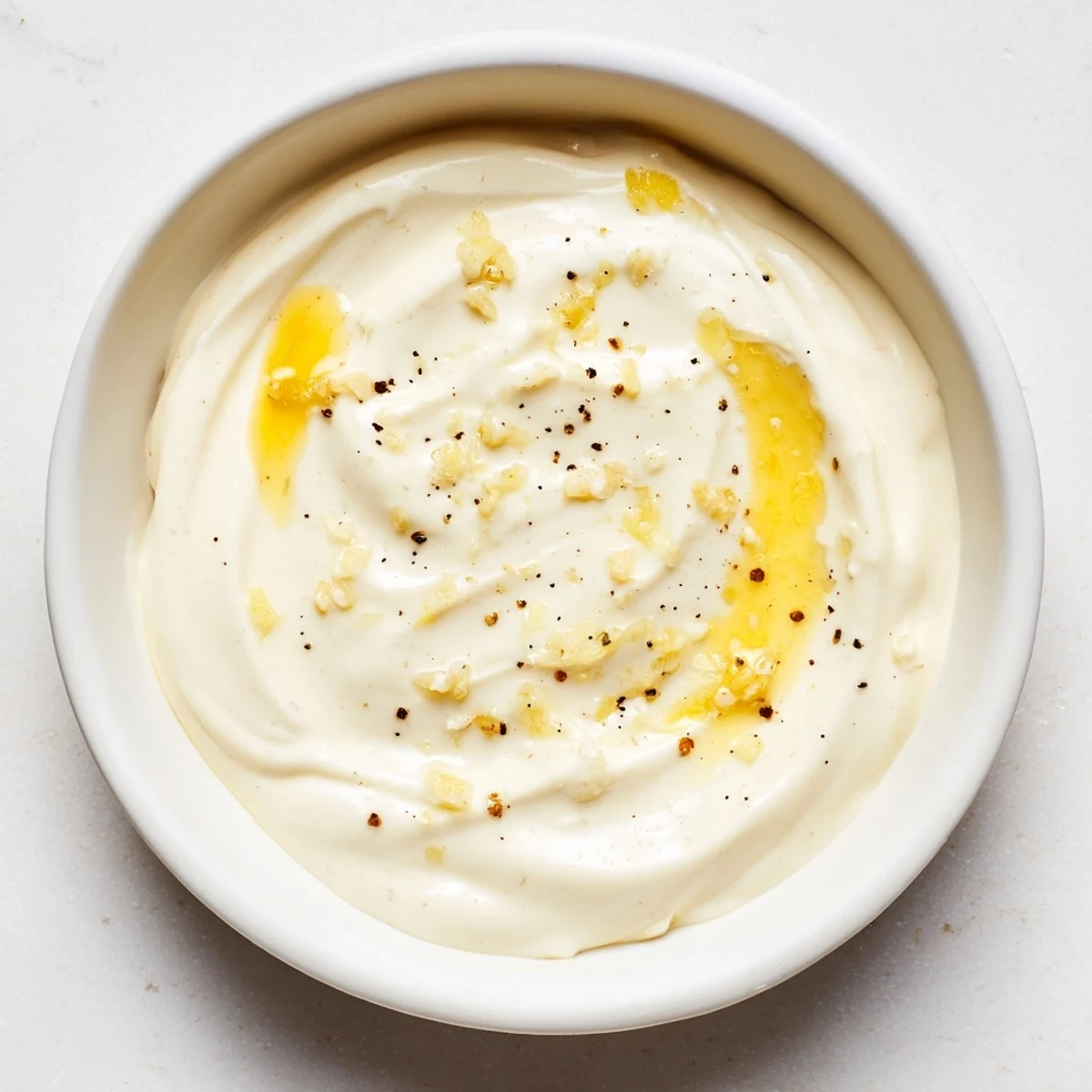 Homemade Garlic Mayo, smooth and vibrant, perfect for a gluten-free and vegetarian meal.