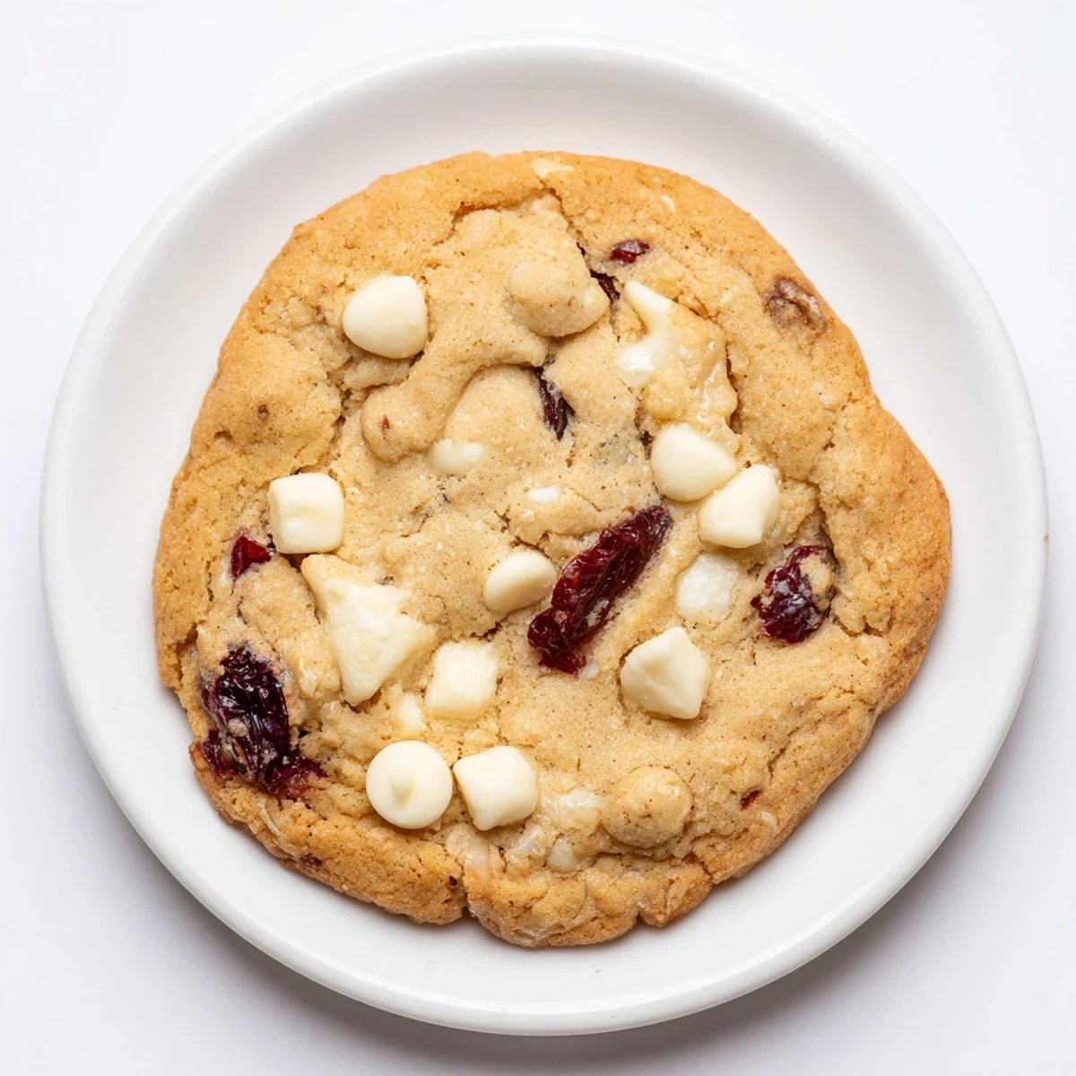 Warm, golden White Chocolate Cranberry Cookies, perfectly baked and ready to enjoy with a glass of milk.