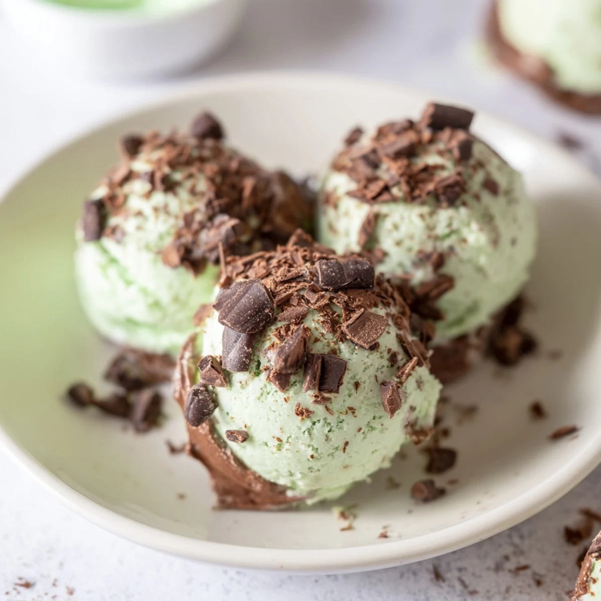Refreshing green Chocolate Mint Ice Cream, a creamy homemade dessert perfect for summer evenings.