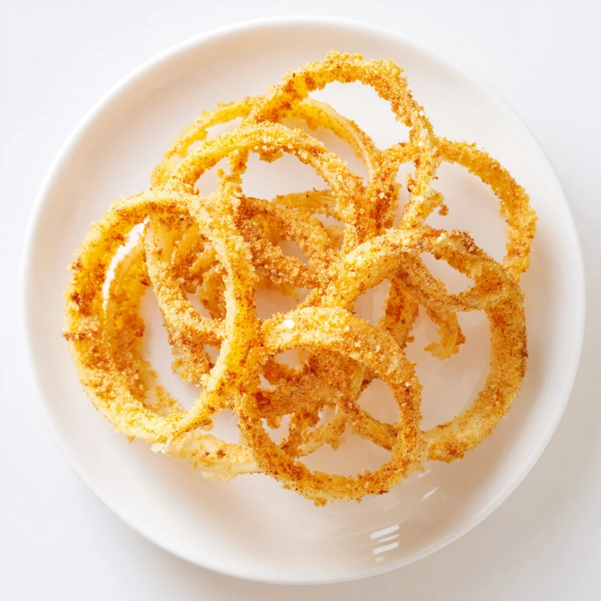 Golden, crispy onion crisps, a delicious appetizer or salad topping, ready to enjoy.