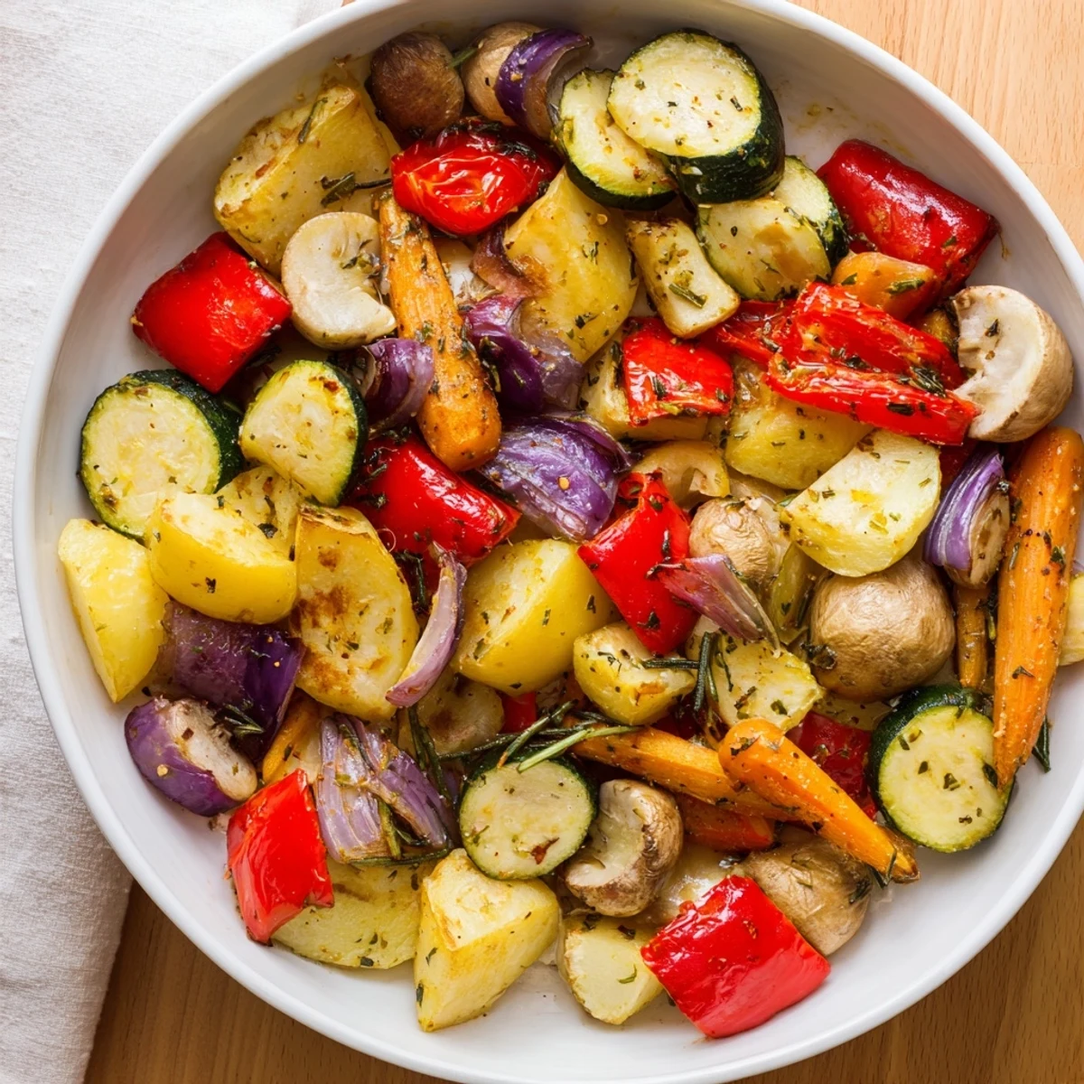 Vibrant Vegetable Roasted: A delicious blend of seasonal veggies, herbs, and oils, perfect with your meal.