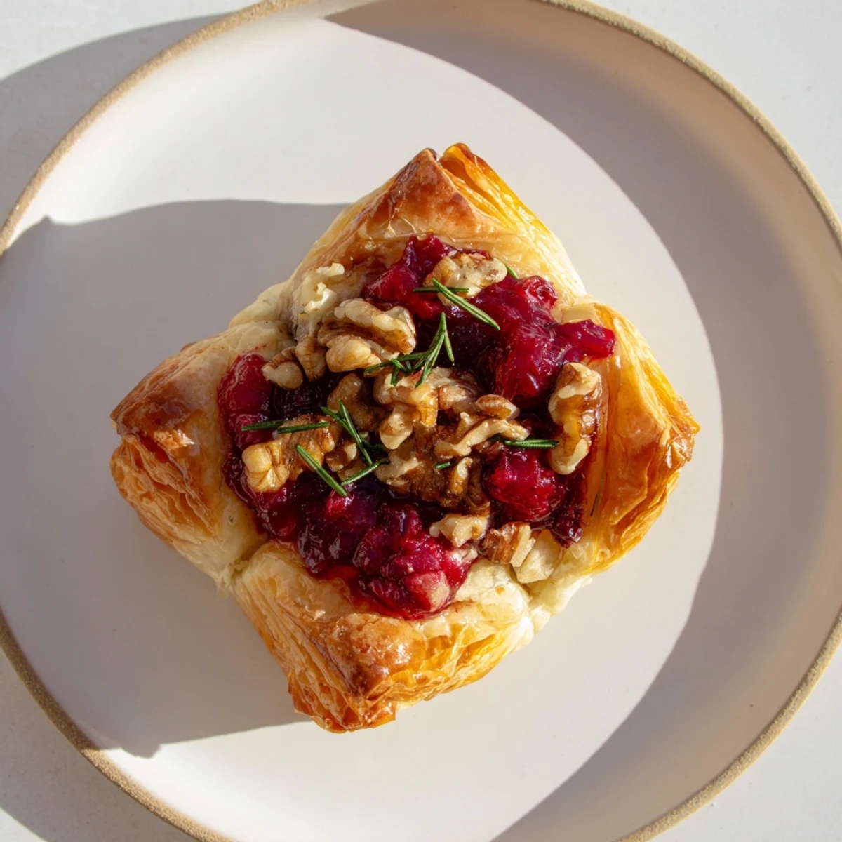 Golden, flaky Cranberry and Brie Puff Pastry parcels, oozing warm cheese, ideal for a holiday appetizer.
