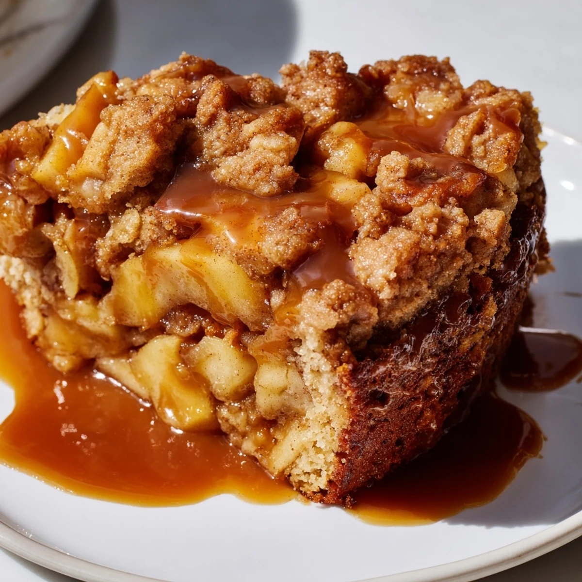 Imagine a moist slice of Sticky Toffee Apple Cake with caramelized apples and a rich toffee glaze.