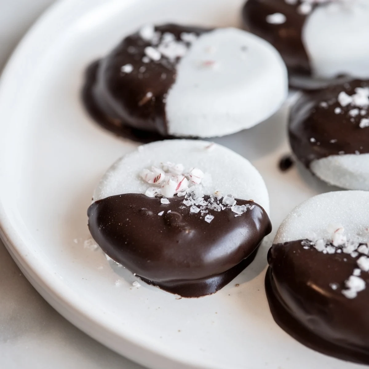 These homemade Peppermint Creams are displayed cutely on parchment paper, awaiting a taste test.