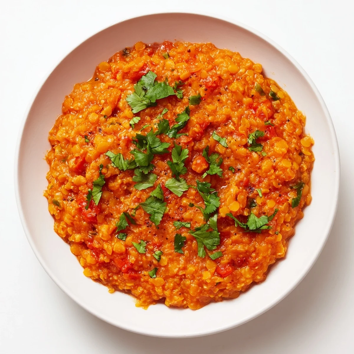 A spoonful captures savory Spiced Lentil Dhal with hints of ginger, ready to enjoy with naan.