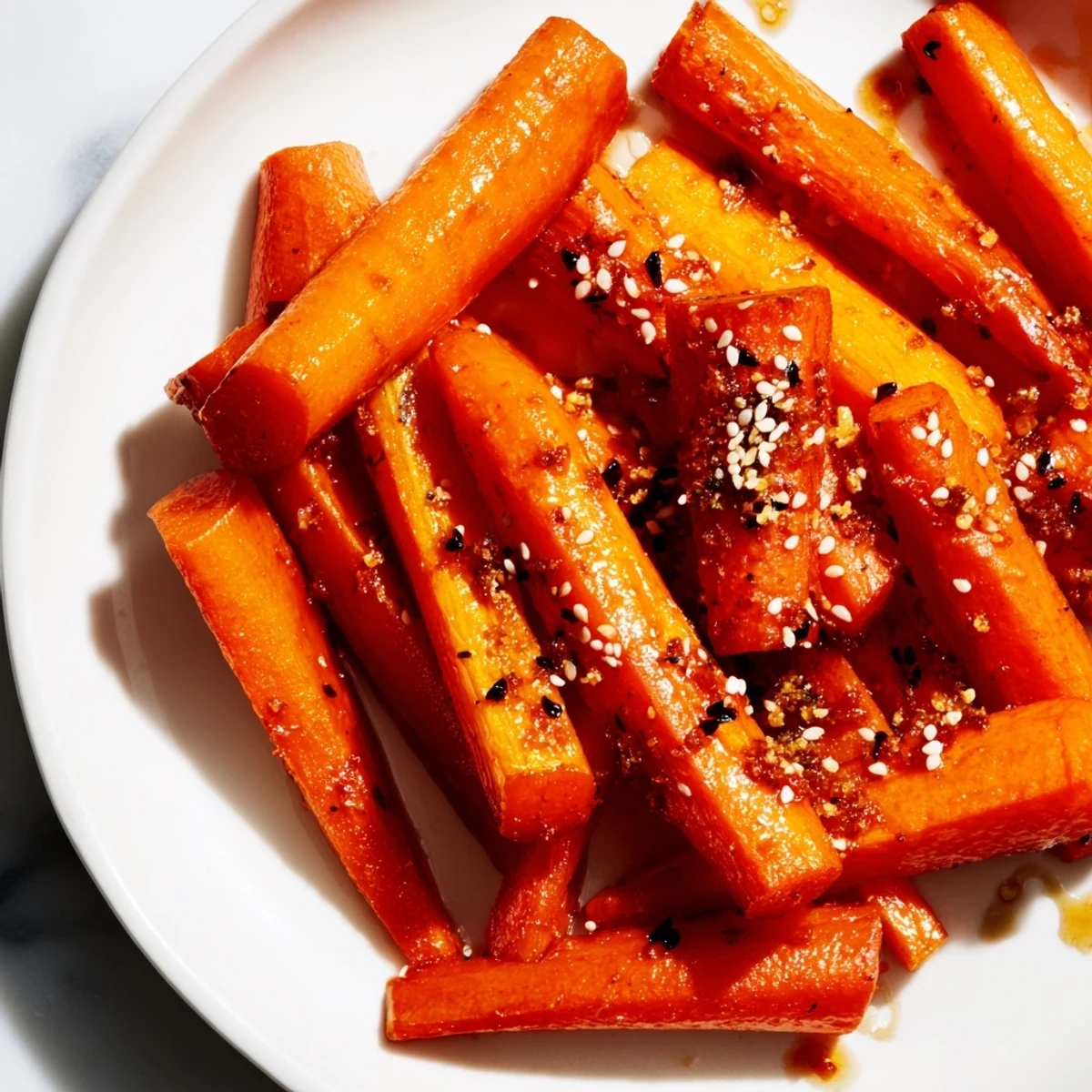These caramelized roasted carrots with ginger present a symphony of textures and flavors.