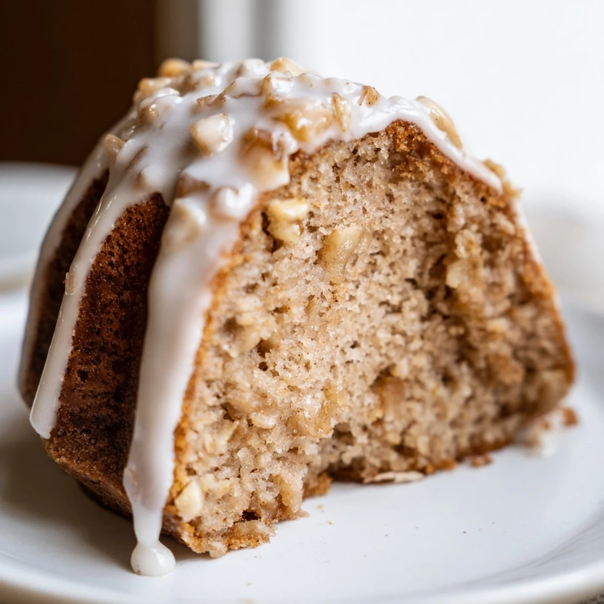 Homemade Spiced Apple Cider Bundt Cake drizzled with sweet glaze, ready to slice for cozy afternoon tea.
