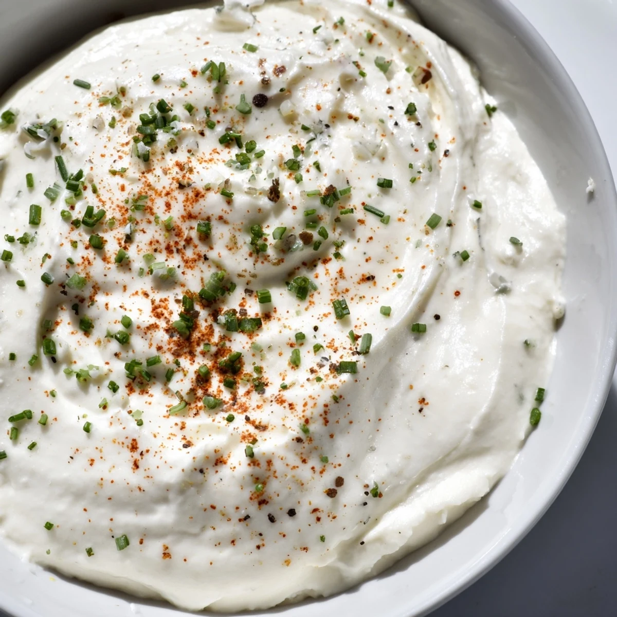 Creamy Dip Bowl served chilled in a rustic bowl, surrounded by vibrant fresh vegetables, kettle chips, and crackers for a party-ready appetizer.