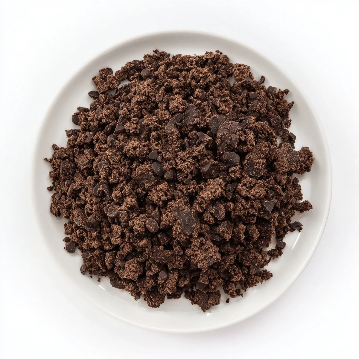 A scoop of vanilla ice cream melts over warm Chocolate Cookie Crumble in a rustic ceramic bowl on a cozy table.