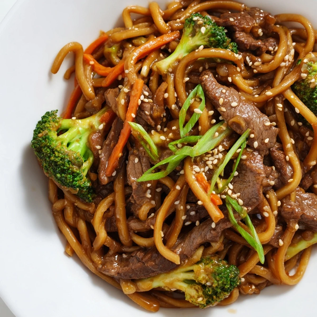 Fork twirls savory Beef and Broccoli Lo Mein, loaded with crisp broccoli and tender beef under glossy sauce.