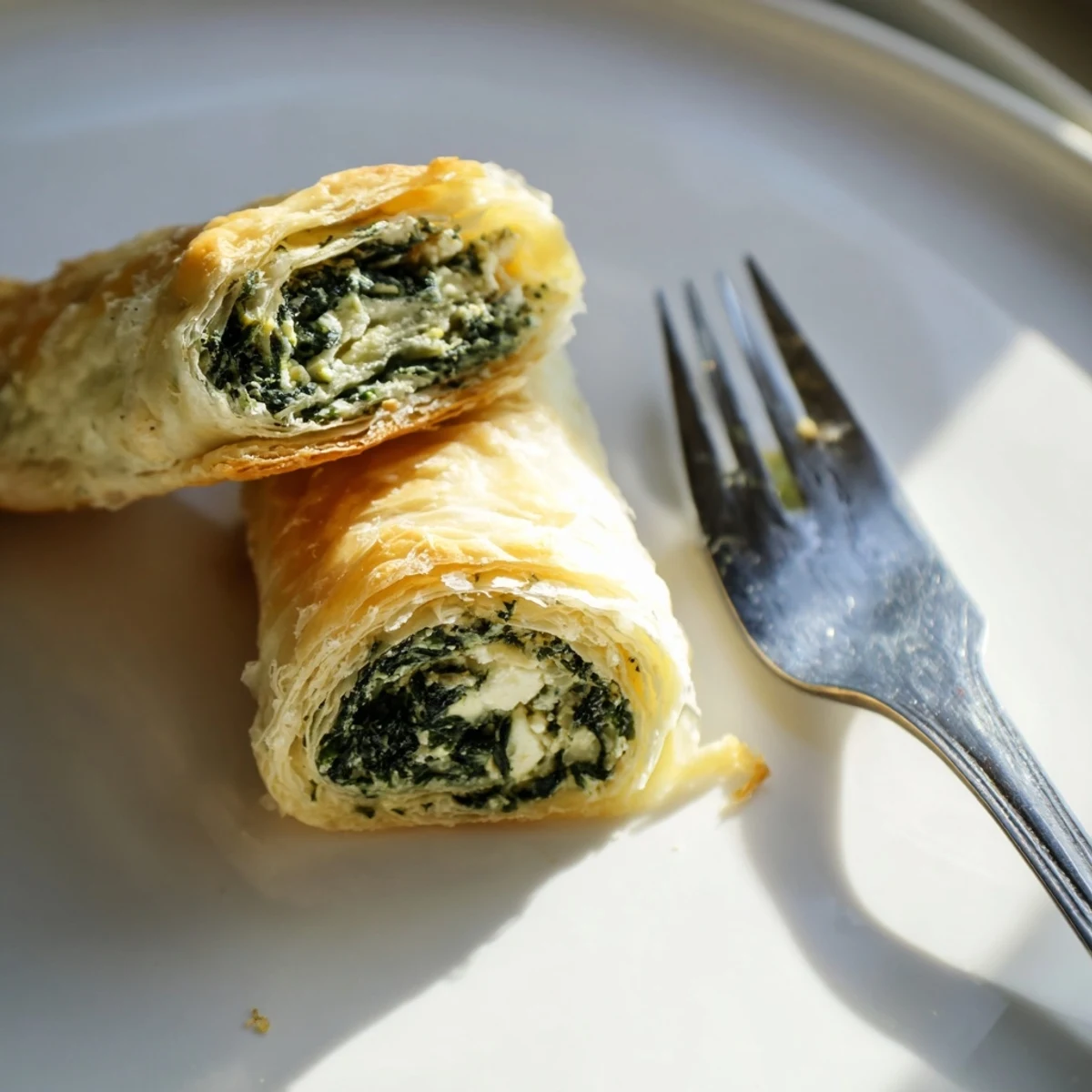 Perfectly baked Green Spinach and Feta Puff Pastry, its golden crust glistening with sesame seeds, paired with a crisp green salad.