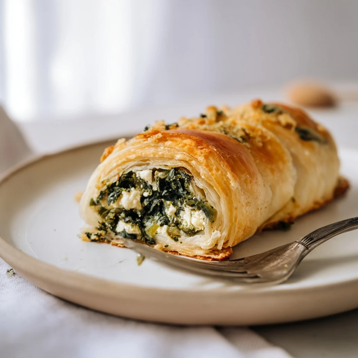 This vegetarian Green Spinach and Feta Puff Pastry, with its vibrant green filling and buttery layers, is an ideal Mediterranean appetizer.