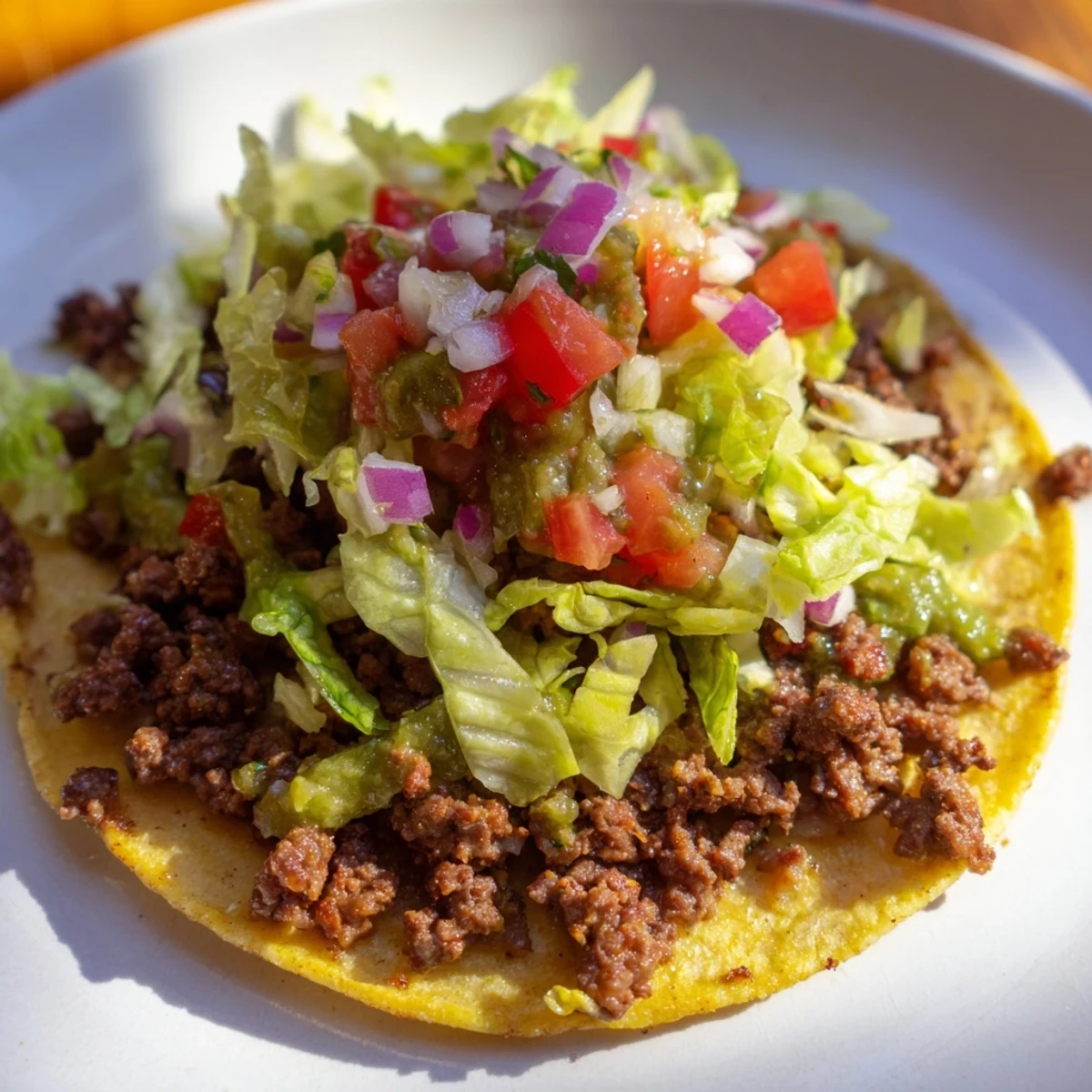 Close-up of Championship Beef Tacos with Salsa Verde, topped with vibrant green sauce and fresh cilantro.