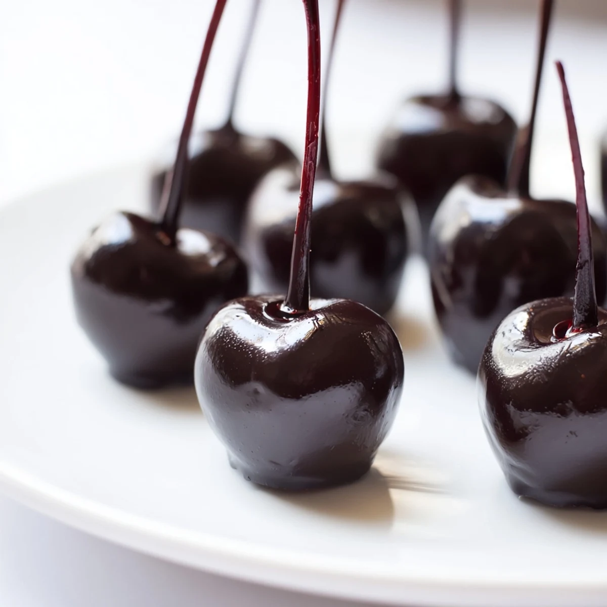 Individually wrapped fondant filled cherries dipped in dark chocolate, perfect for homemade candy gifts or dessert toppings.