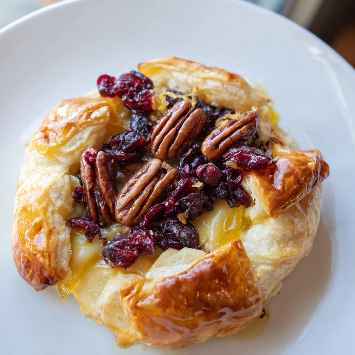 Served on a wooden board with crackers and apple slices, this Baked Brie with Cranberry and Pecan Topping invites sharing.