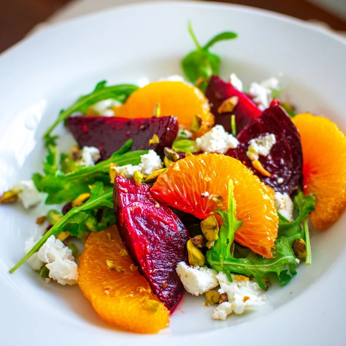 Roasted Beet and Citrus Salad with Arugula showcases ruby beet wedges and bright citrus slices on a bed of greens.