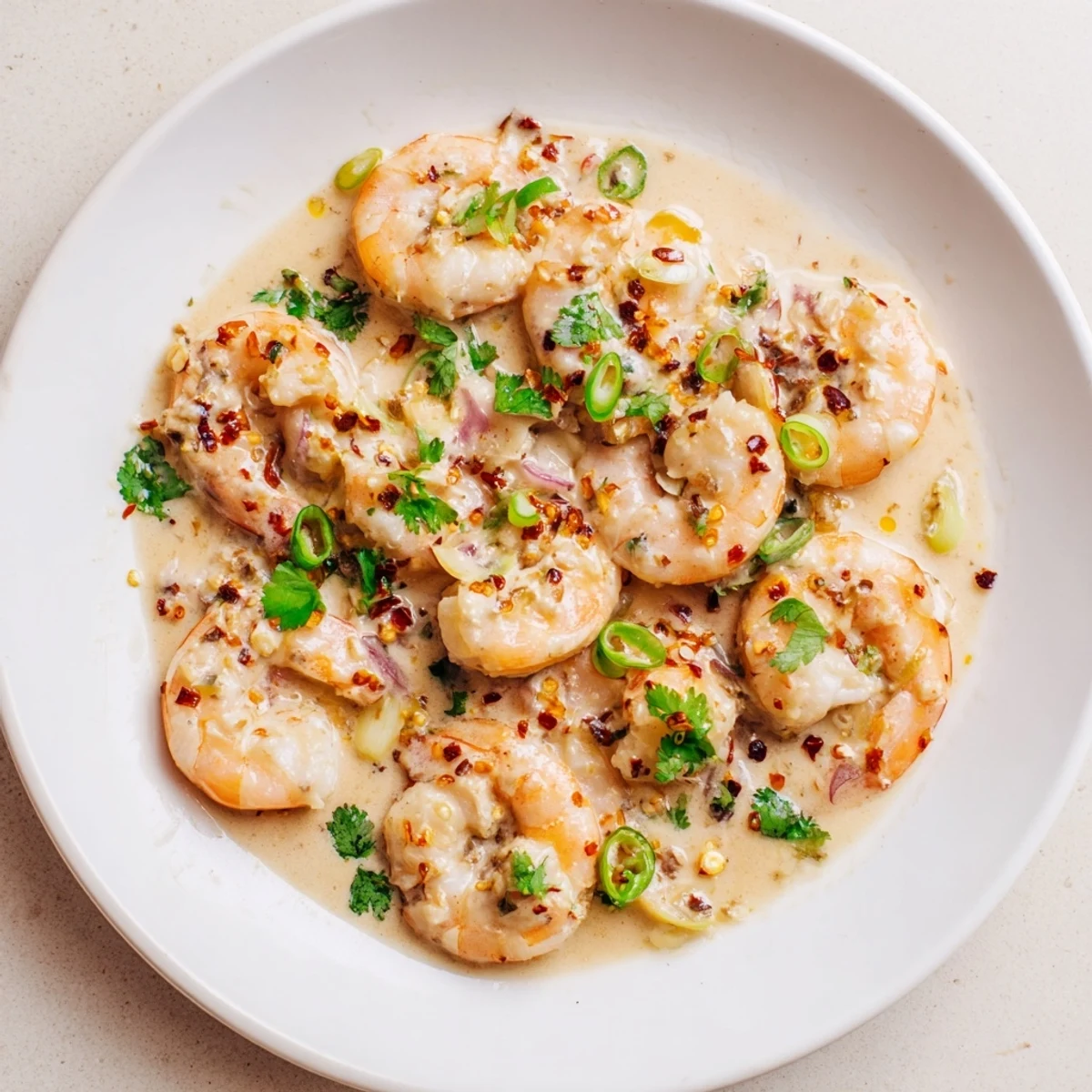 Plump shrimp simmer in a creamy coconut milk sauce with garlic in this Garlic Shrimp in Coconut Milk dish.