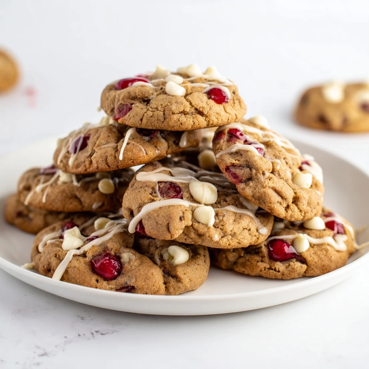Plate of freshly baked Irresistible Maraschino Cherry Cookies next to a glass of milk, perfect for dessert.