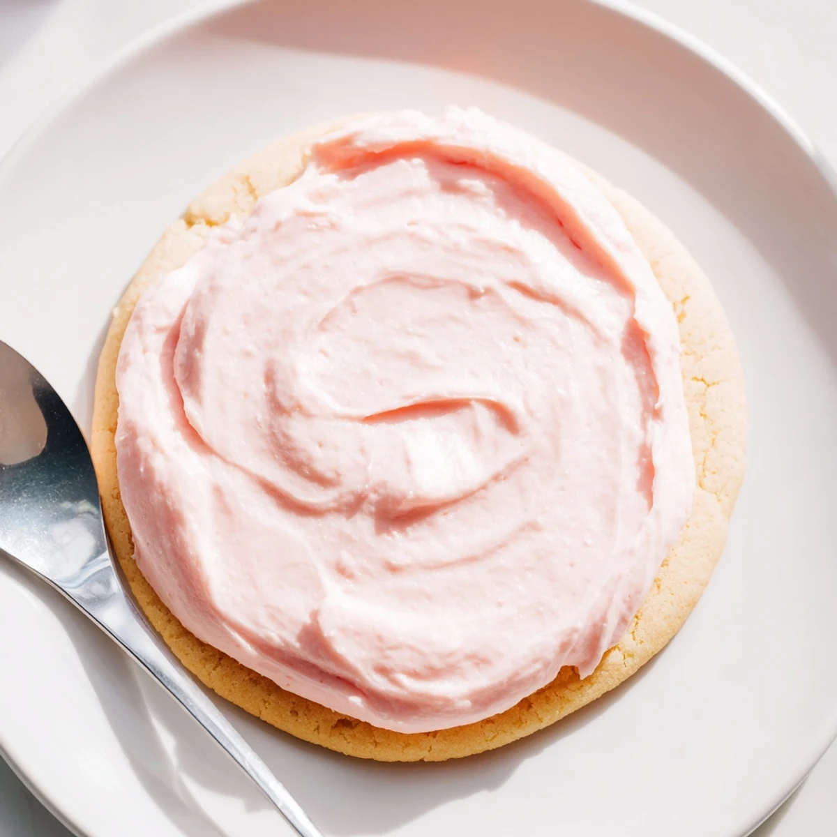 Freshly baked Crumbl Sugar Cookies show a soft center and pink frosting swirls beside a cooling rack for sharing.