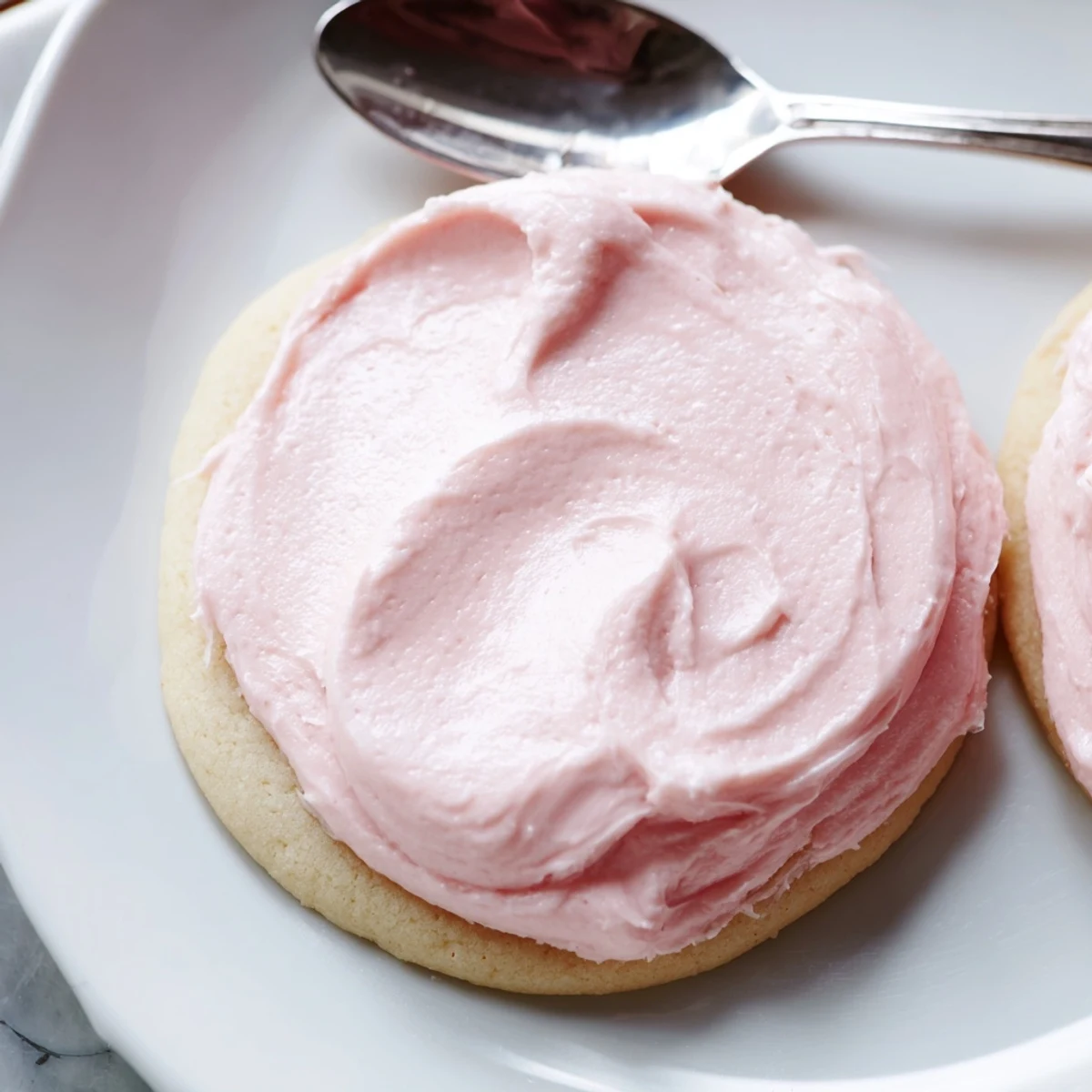 Platter of Crumbl Sugar Cookies with vibrant pink almond icing, ideal for dessert tables or cozy afternoon snacks.