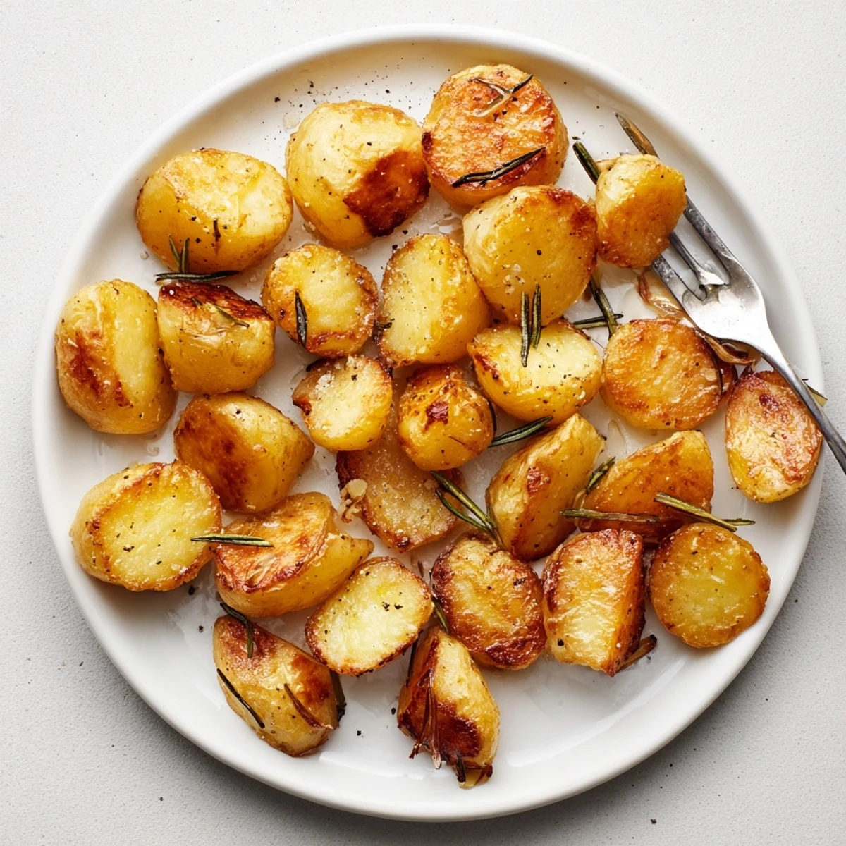 Perfect Crispy Roast Potatoes are golden and crunchy, served hot alongside a main course.