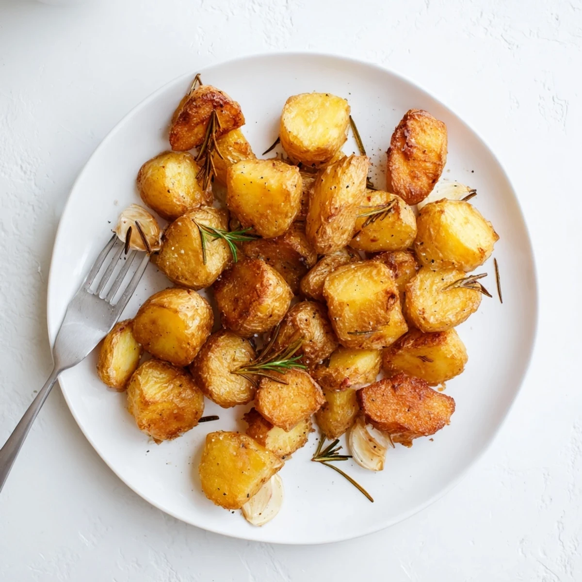 These Perfect Crispy Roast Potatoes feature fluffy insides and a savory rosemary aroma.