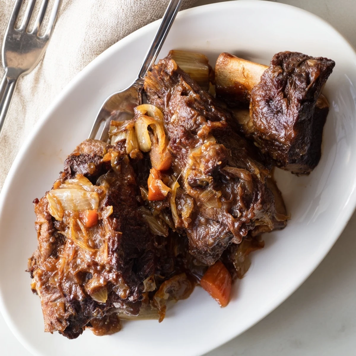 Tender beef short ribs glazed in a sweet and smoky Maple Bourbon Glazed Short Ribs, served over creamy mashed potatoes for a cozy dinner.