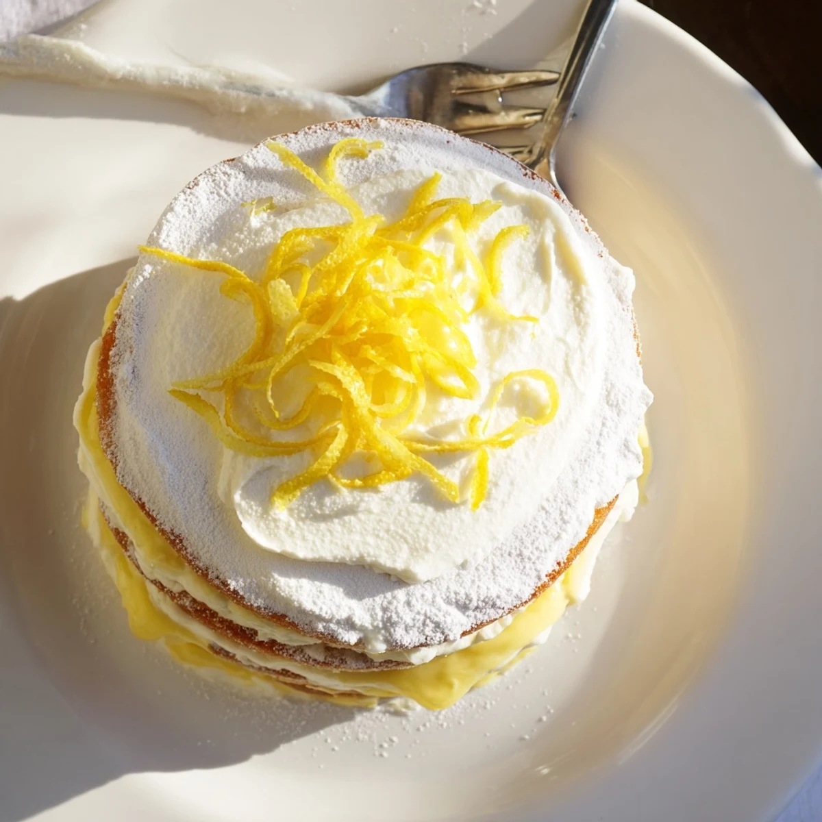 Luscious Italian dessert showcasing tender lemon cake slices spread with sweet tart mascarpone cream