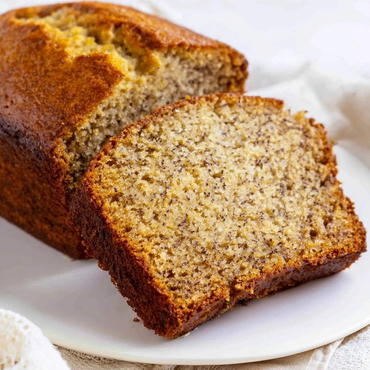 Freshly baked delicious banana bread with cracked top cooling on wire rack ready for slicing