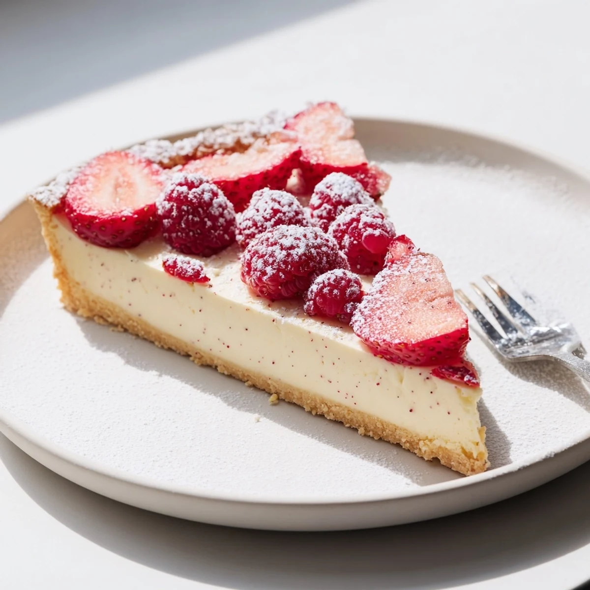 Elegant French vanilla bean pastry cream tart with smooth custard and fresh fruit garnish