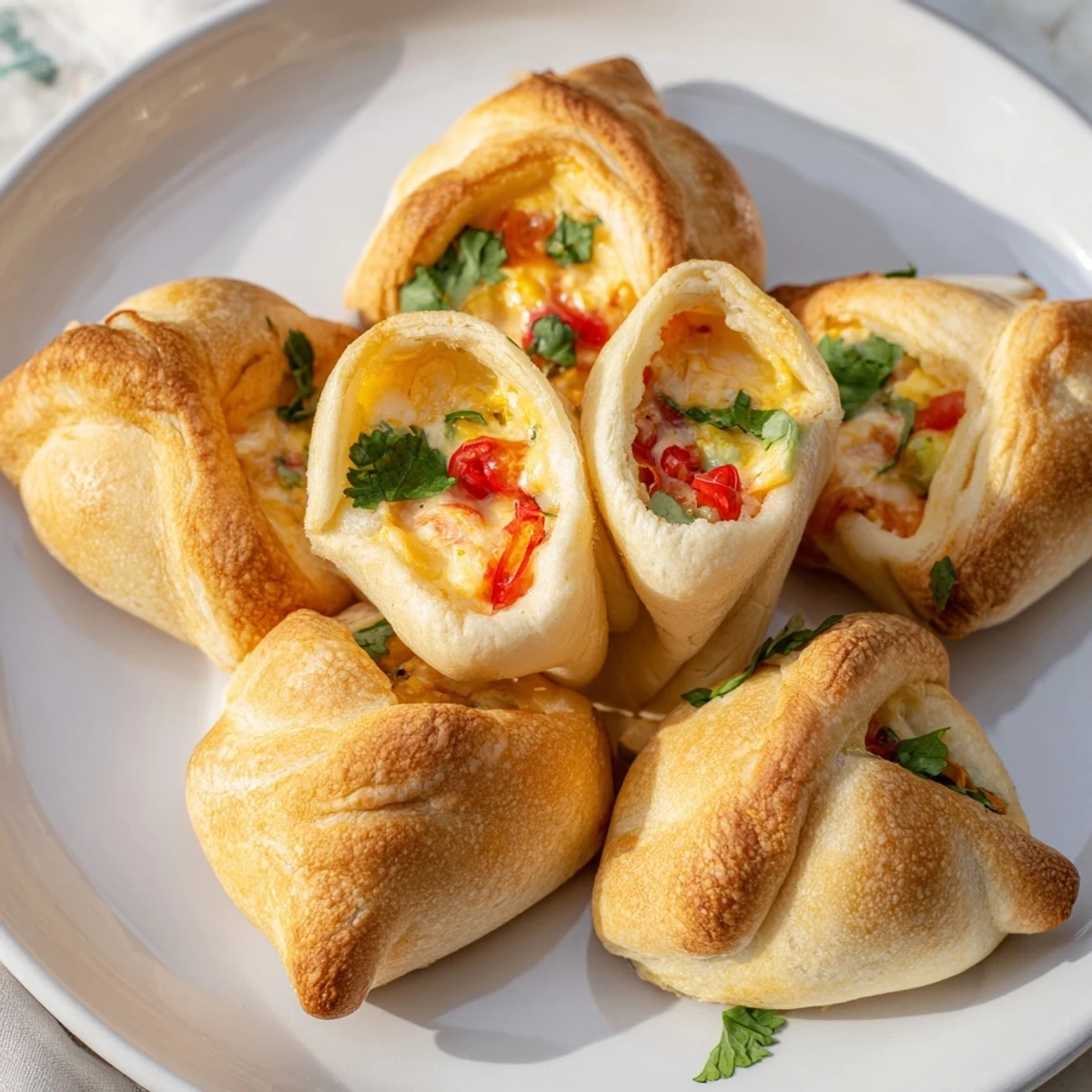 Crispy baked tortilla bombs stuffed with tender crab, shrimp, Monterey Jack cheese, and zesty spices