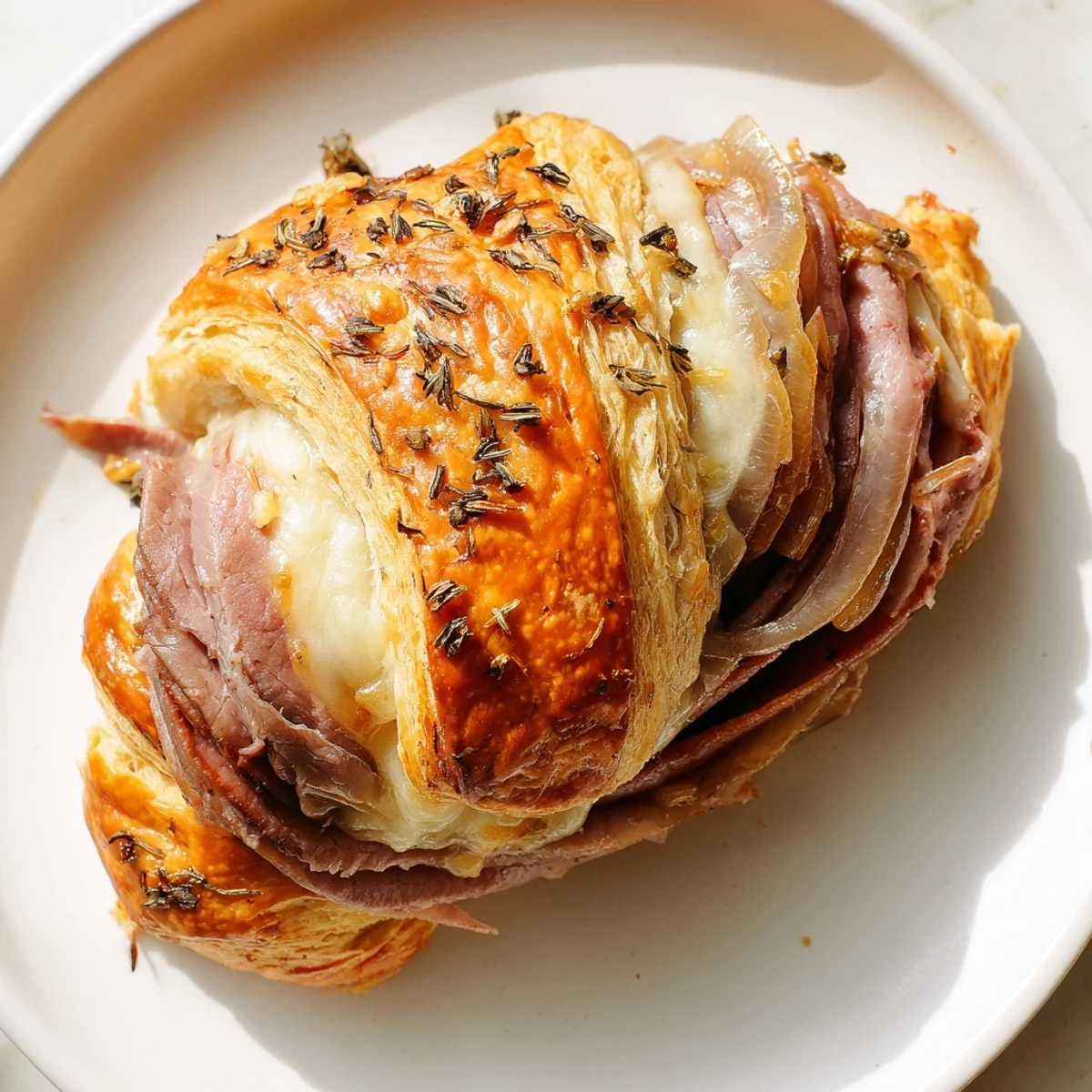 Golden beef and cheese French dip roll ups served with rich au jus sauce for dipping