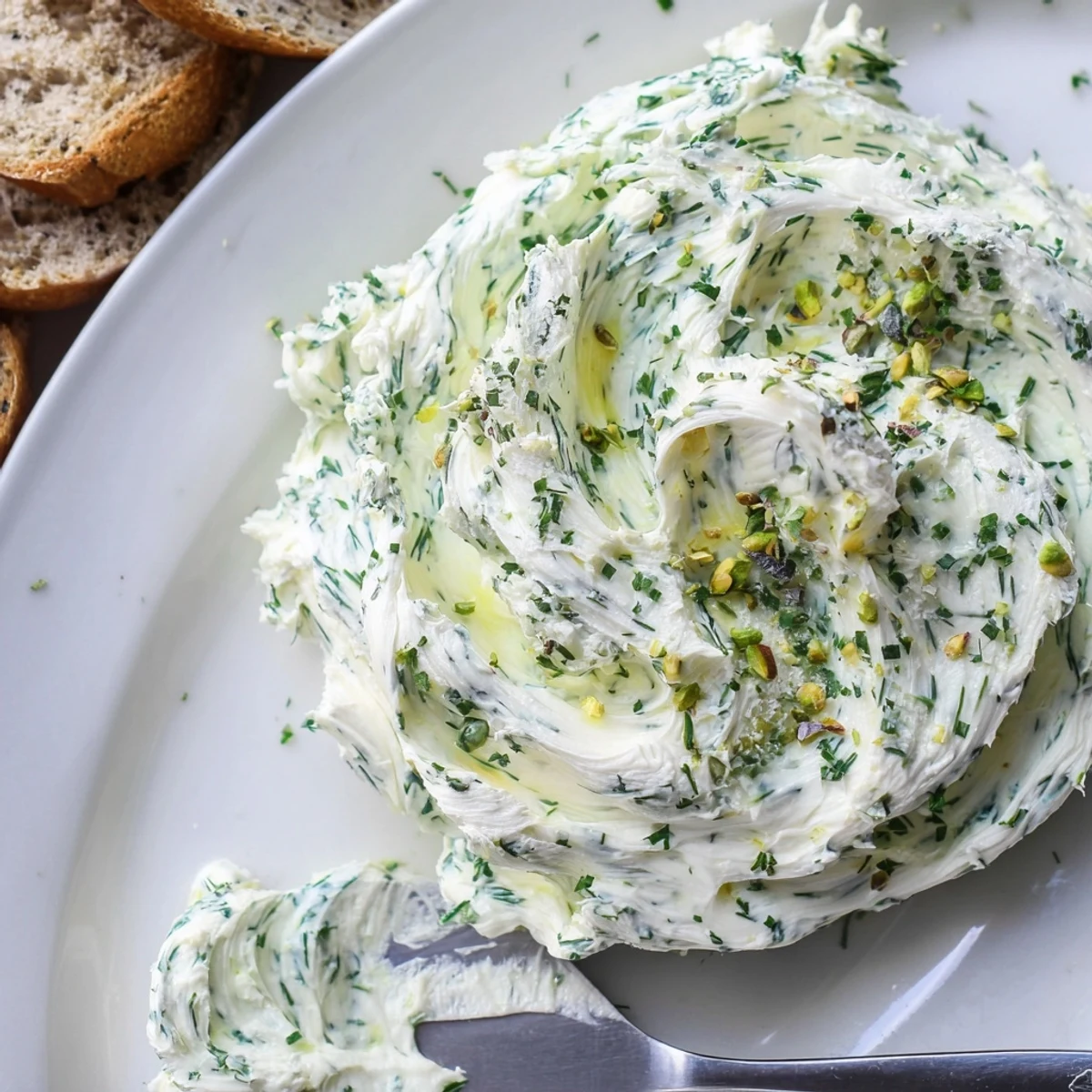Rustic Creamy Herb Infused Butter Board spread with swirled butter, olive oil drizzle