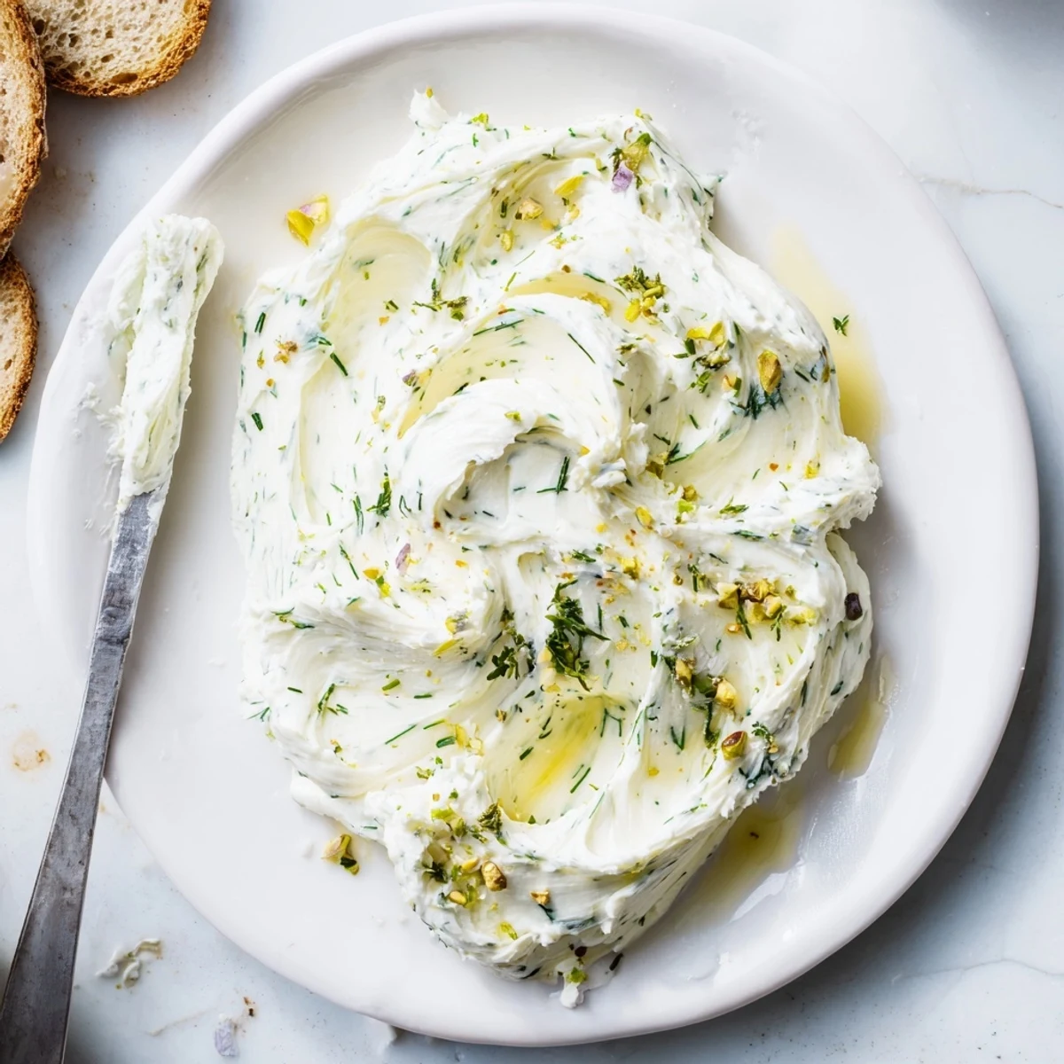 Guests spreading Rustic Creamy Herb Infused Butter Board onto rustic bread, fragrant herbs