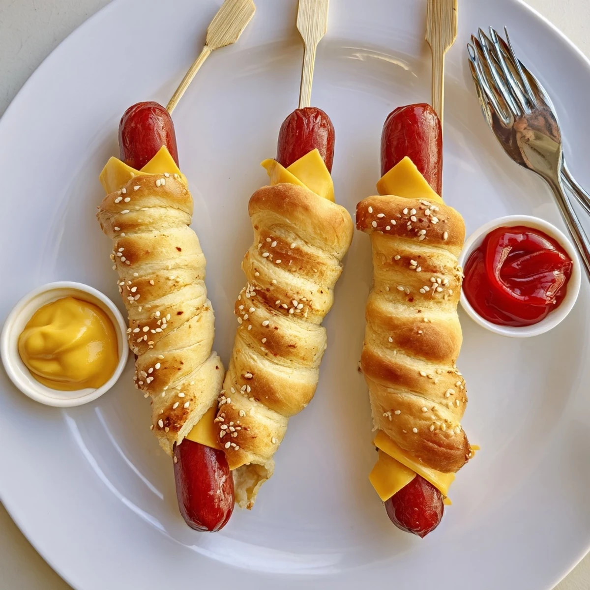 Warm party ready Firecracker Hot Dogs Recipe served with ketchup and mustard