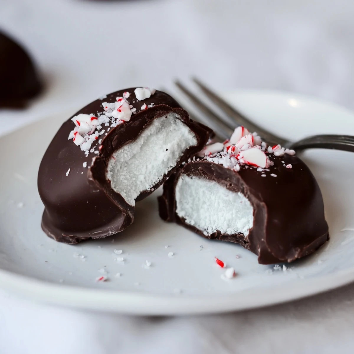 Peppermint Patties glistening with dark chocolate, cool mint centers on parchment.