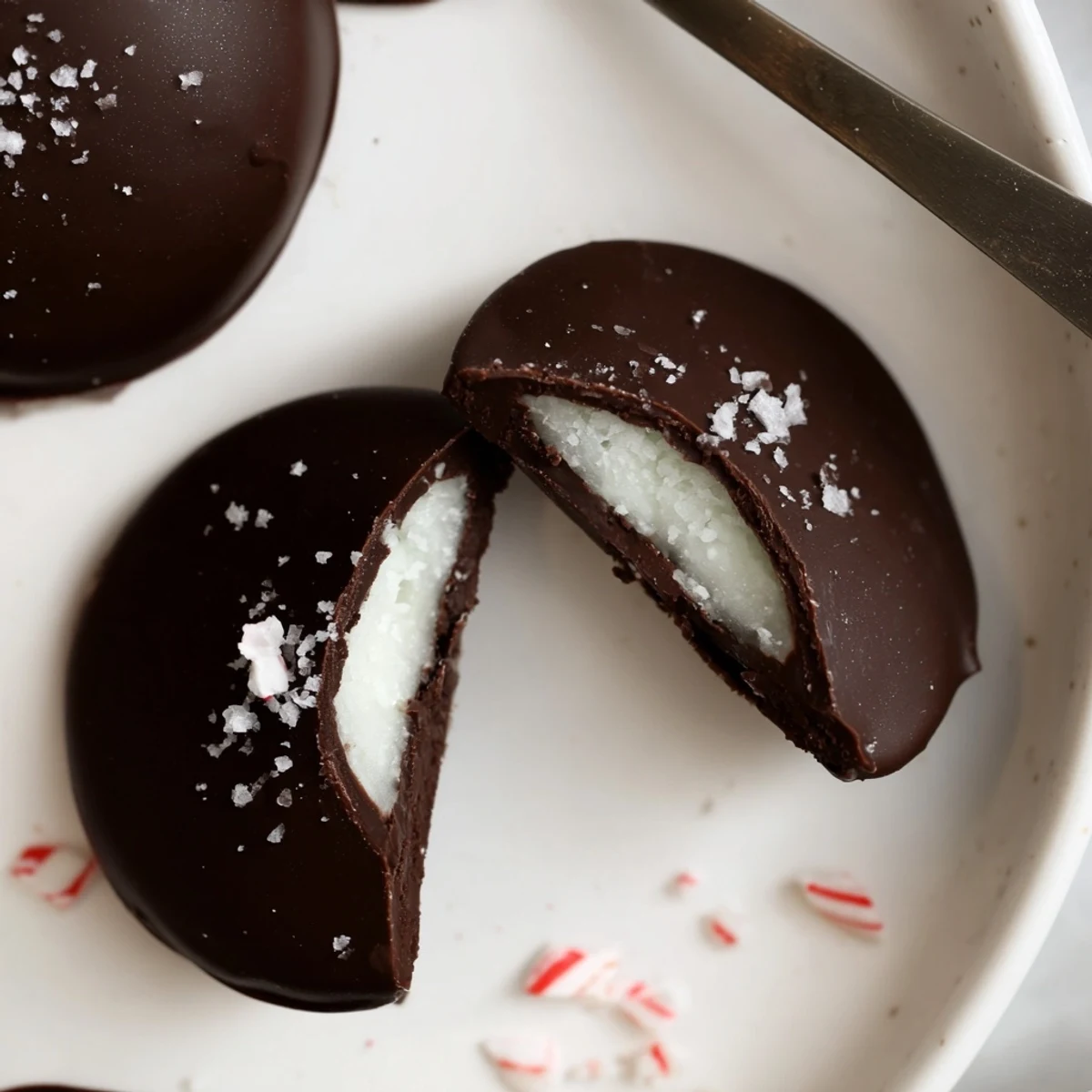 Bite-sized Peppermint Patties with silky chocolate coating and bright peppermint aroma.