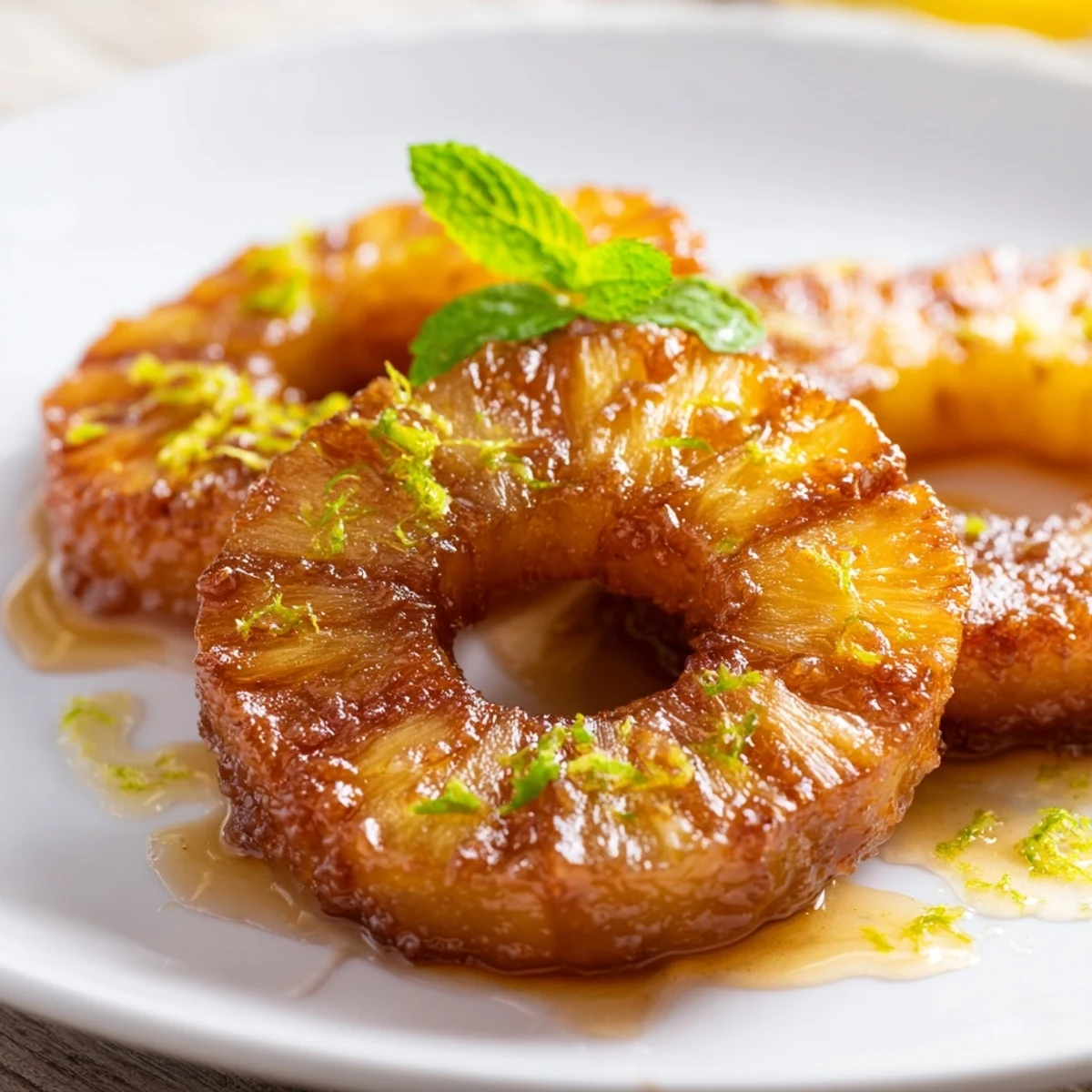 Sweet tropical pineapple slices air fried to perfection with brown sugar and optional chili spice