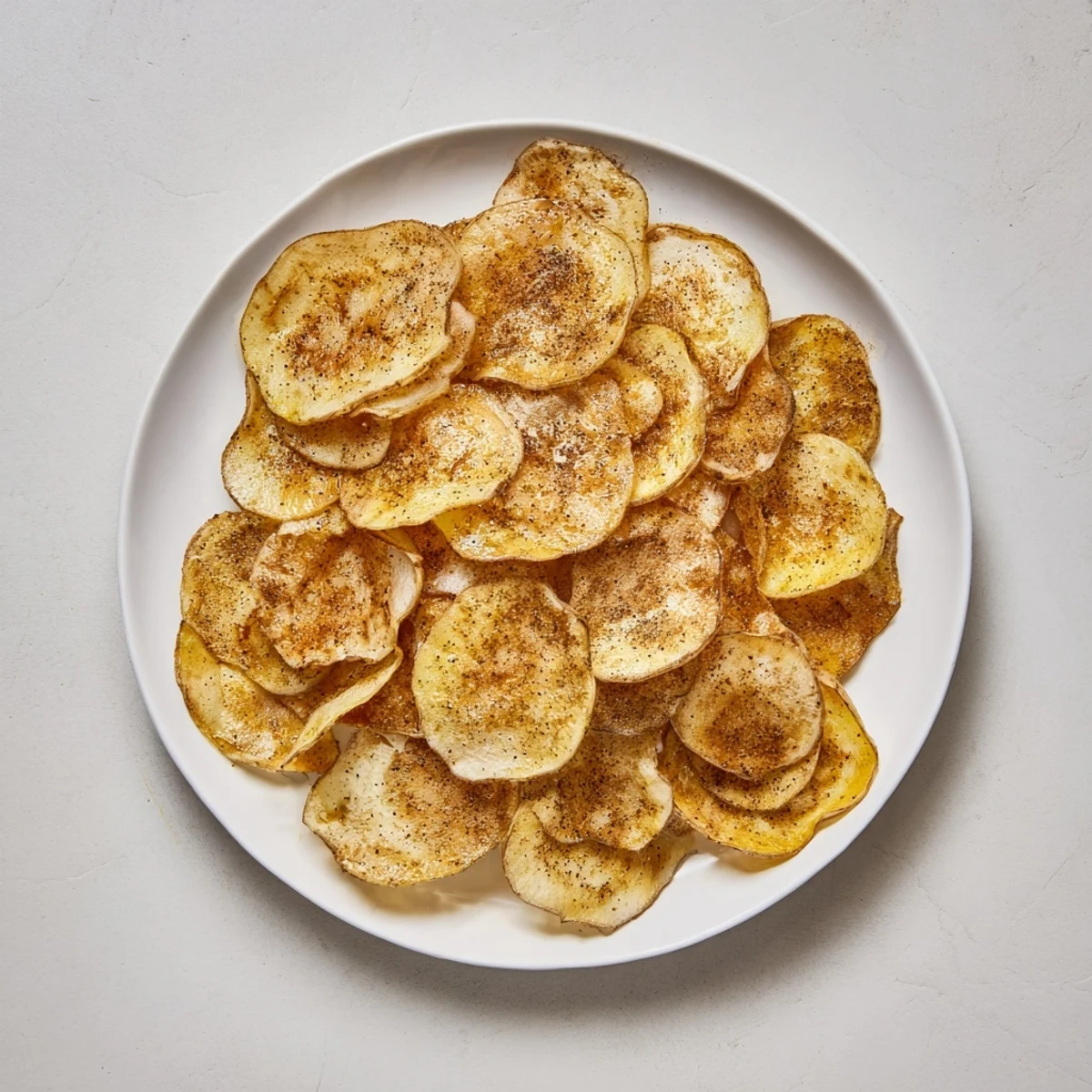 A colorful bowl of low carb air fryer radish chips garnished with fresh herbs