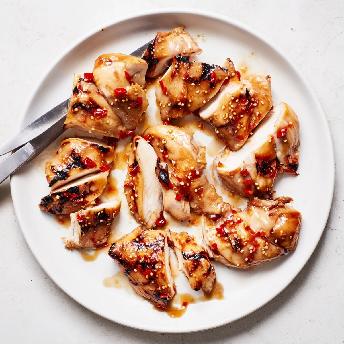 Sliced Cantonese BBQ chicken pieces drizzled with sticky honey sauce over white rice