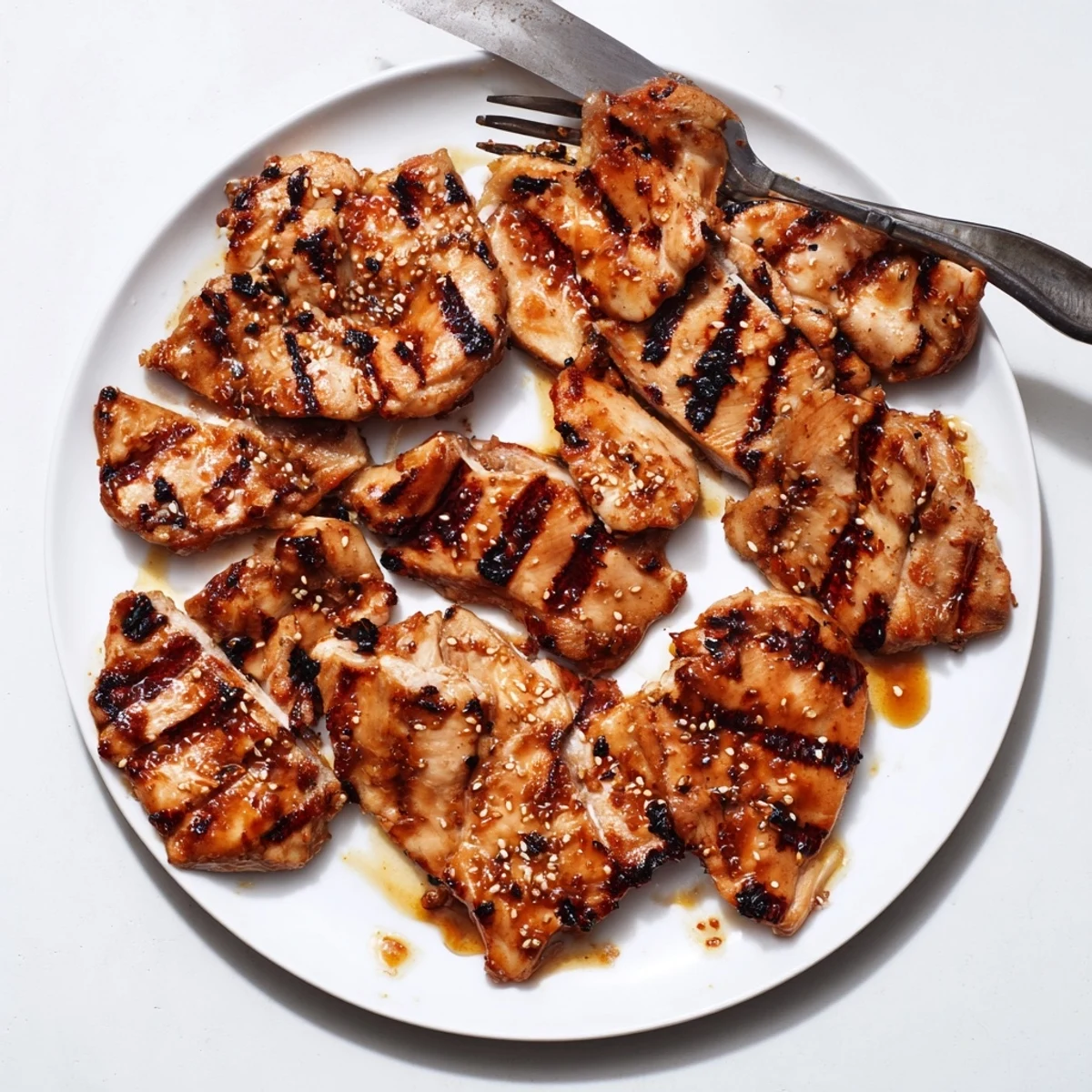 Golden glazed Char Siu chicken with caramelized edges resting on a serving platter