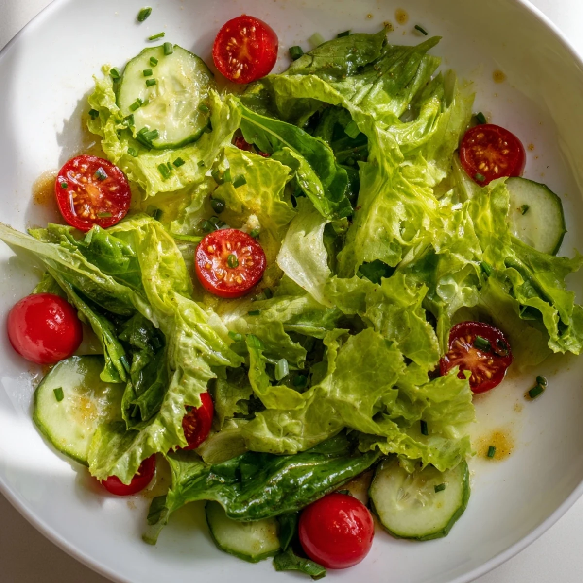 Serve Simple Green Salad Recipe immediately for bright crunch and herb garnish
