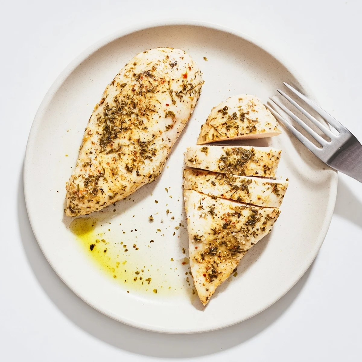 Juicy, golden slices of Air Fryer Chicken Breasts on a wooden board.