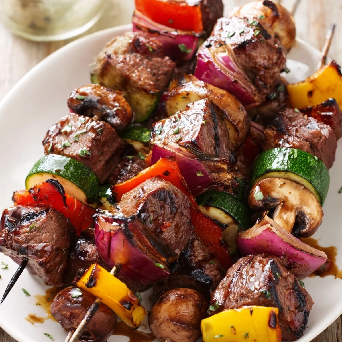 Serving suggestion: Grilled Steak Kabobs over rice, smoky aroma, tender bites
