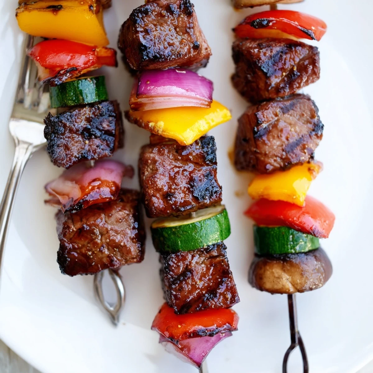 Marinated Steak Kabobs served with rice, smoky aroma and tender bites