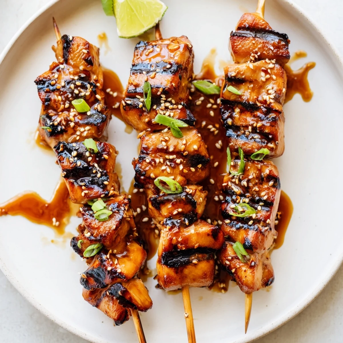 Grilled Asian Chicken Skewers With Honey Garlic Sauce brushed, smoky aroma, perfect for summer